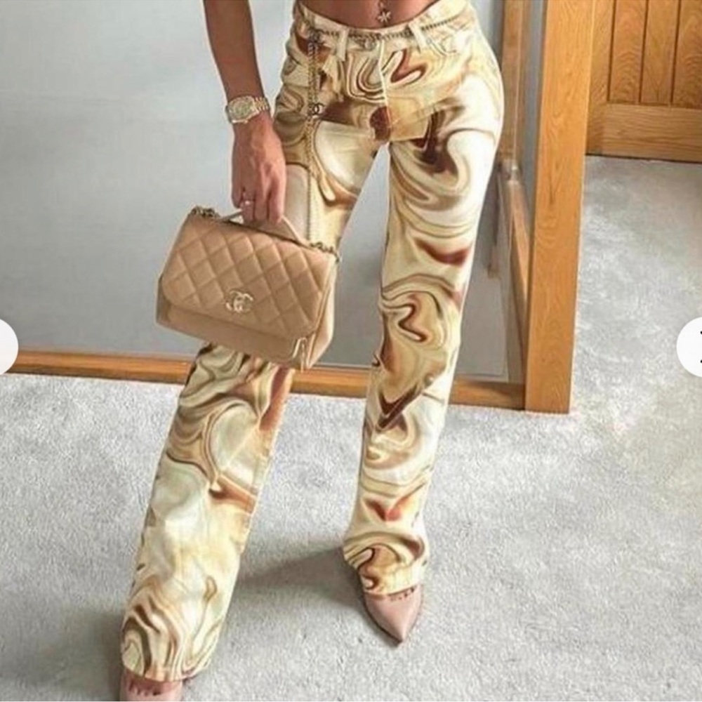 ZARA PRINTED‎ MULTICOLORED Z1975 MID-RISE STRAIGHT JEANS